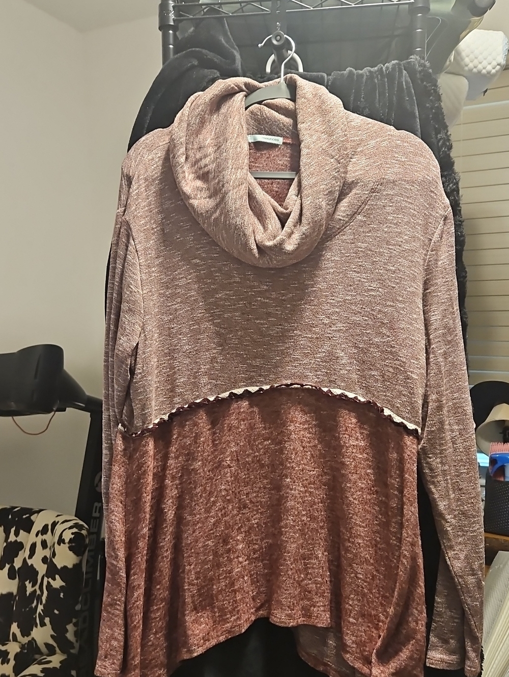 Maurices Dusty Mauve Two-Tone Cowl Neck Sweater
